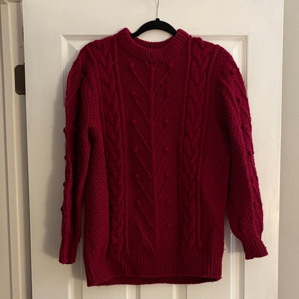 Red Cable Knit Sweater